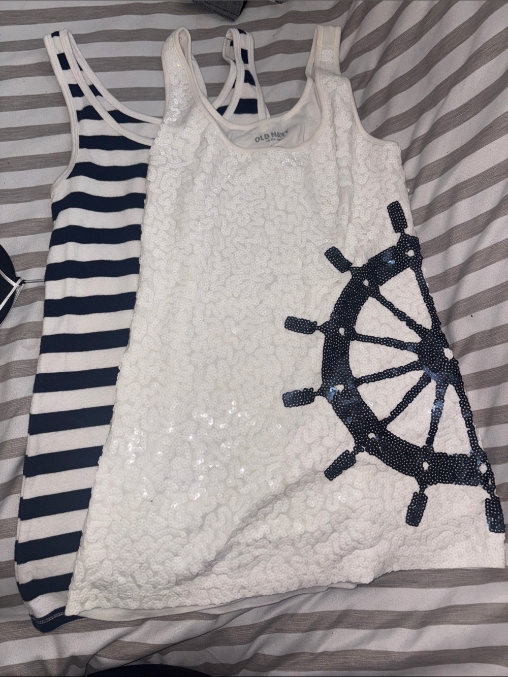 🍑CLEAR-OUT SALE ITEM!🍑 2-4-1 Old Navy Sequin Tank Top + Bonus Stripe Merona Tank